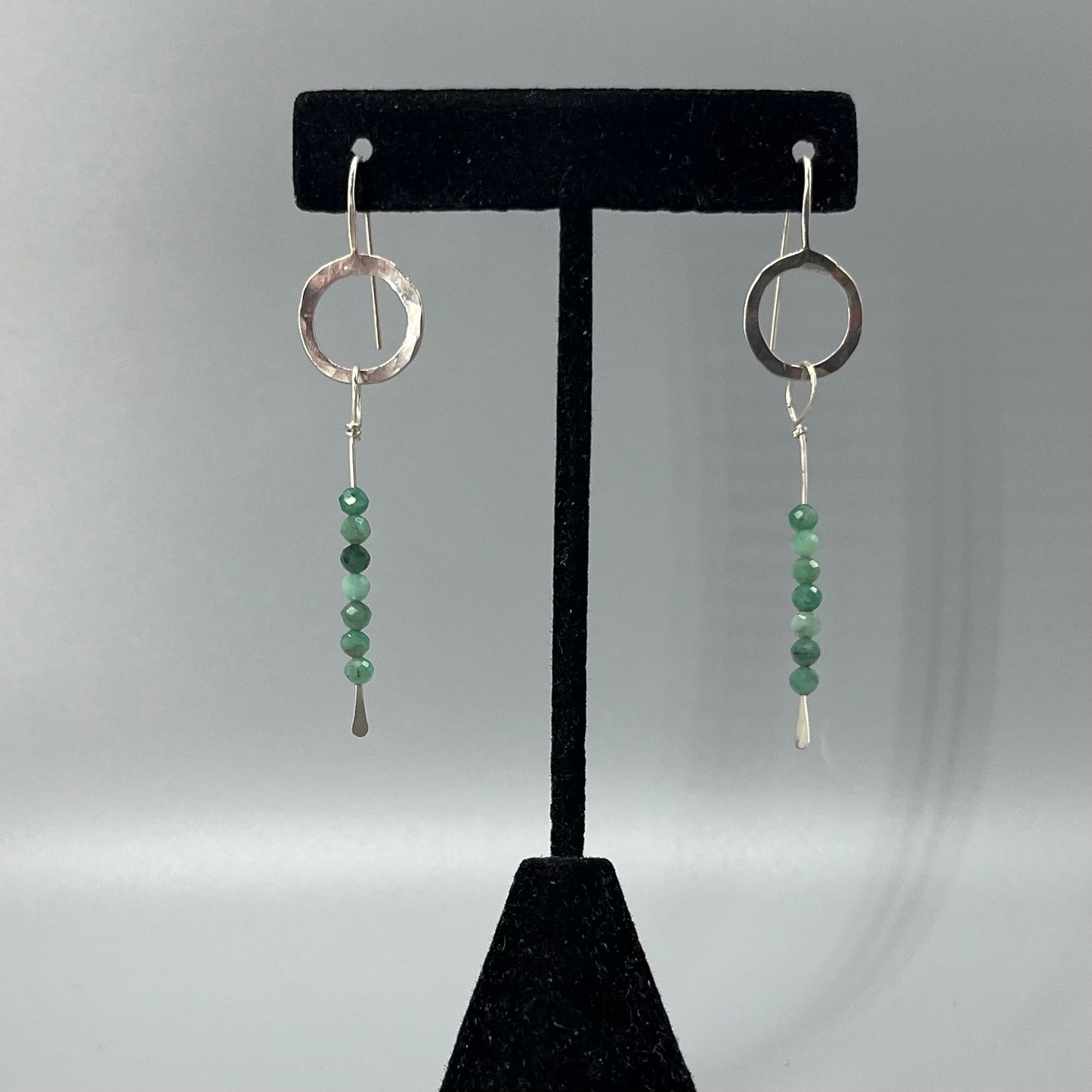 Sterling Silver & Emerald Halo Dangle Earrings