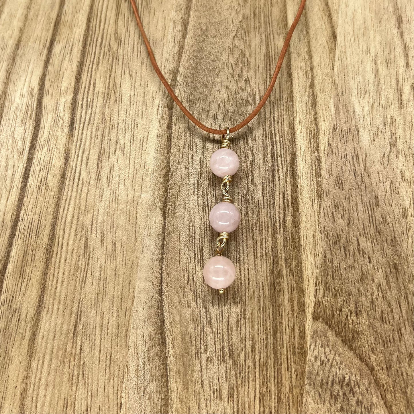 Rose Quartz Necklace on an Adjustable Leather Cord